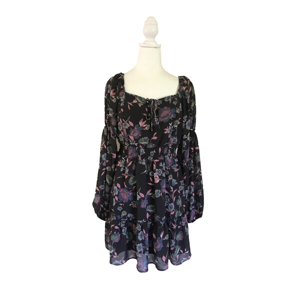 Live To Be Spoiled Floral Dress Ruffle Hem Square Neck Lined SZ Large - Picture 1 of 5